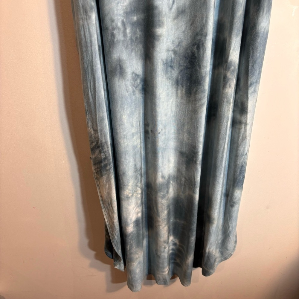 PAPILLON Sz L Maxi Dress Tie Dye Slinky Cross Strap Back Tulip Hem NEW WITH TAG - Picture 3 of 12